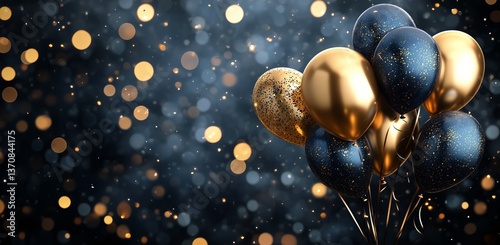 Colorful Balloons With Glitter Against a Sparkling Background for Celebration...
