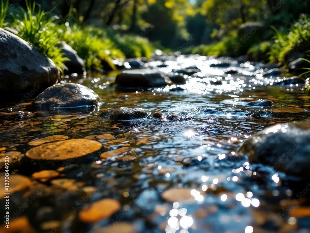 Fototapeta premium Water Flowing In The Forest Generation Ai
