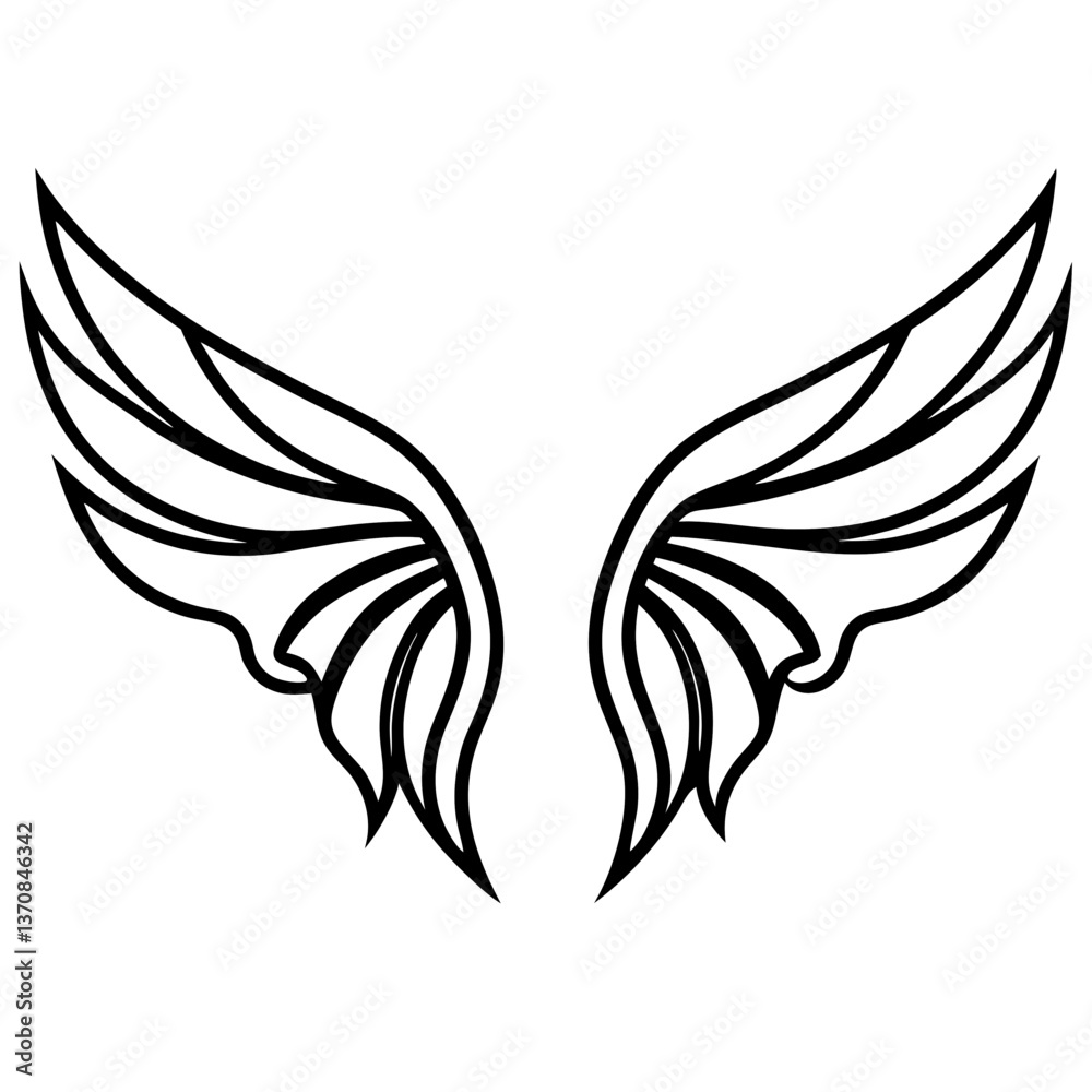 Obraz premium wings silhouette line art vector illustration