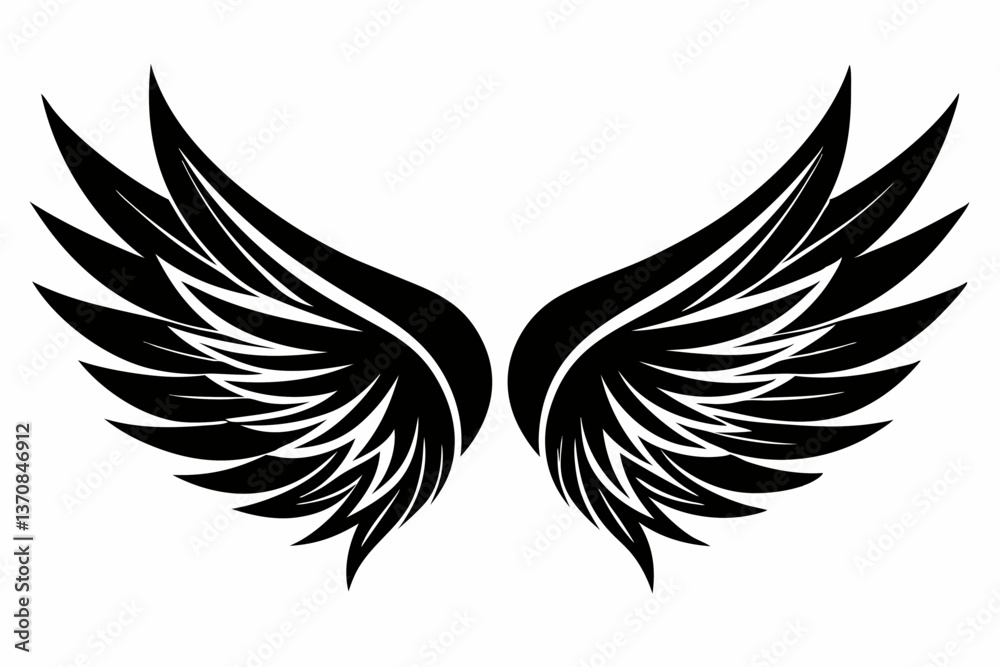 wings silhouette line art vector illustration wings silhouette line art vector illustration