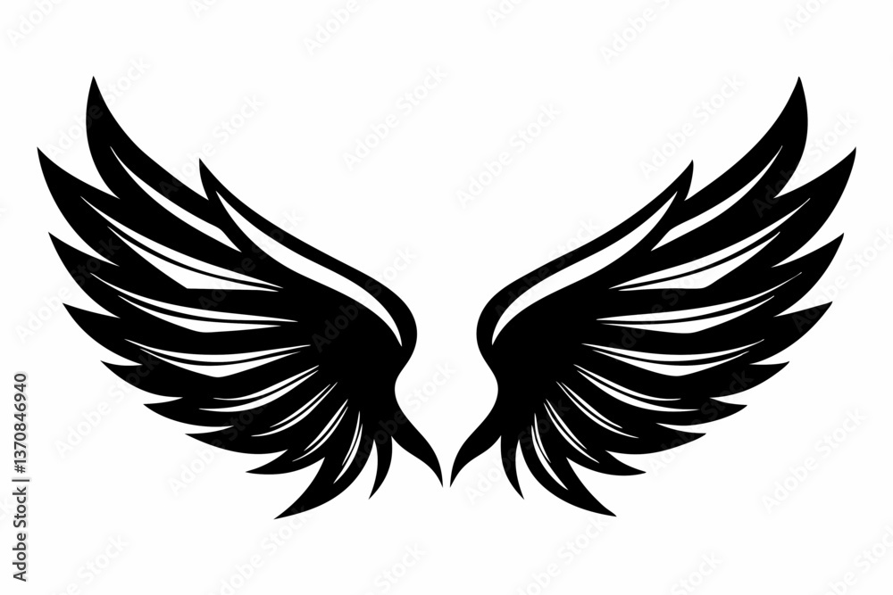 Obraz premium wings silhouette line art vector illustration