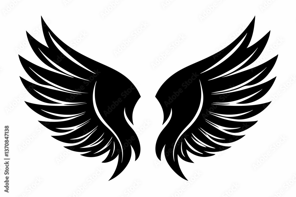 Fototapeta premium wings silhouette line art vector illustration