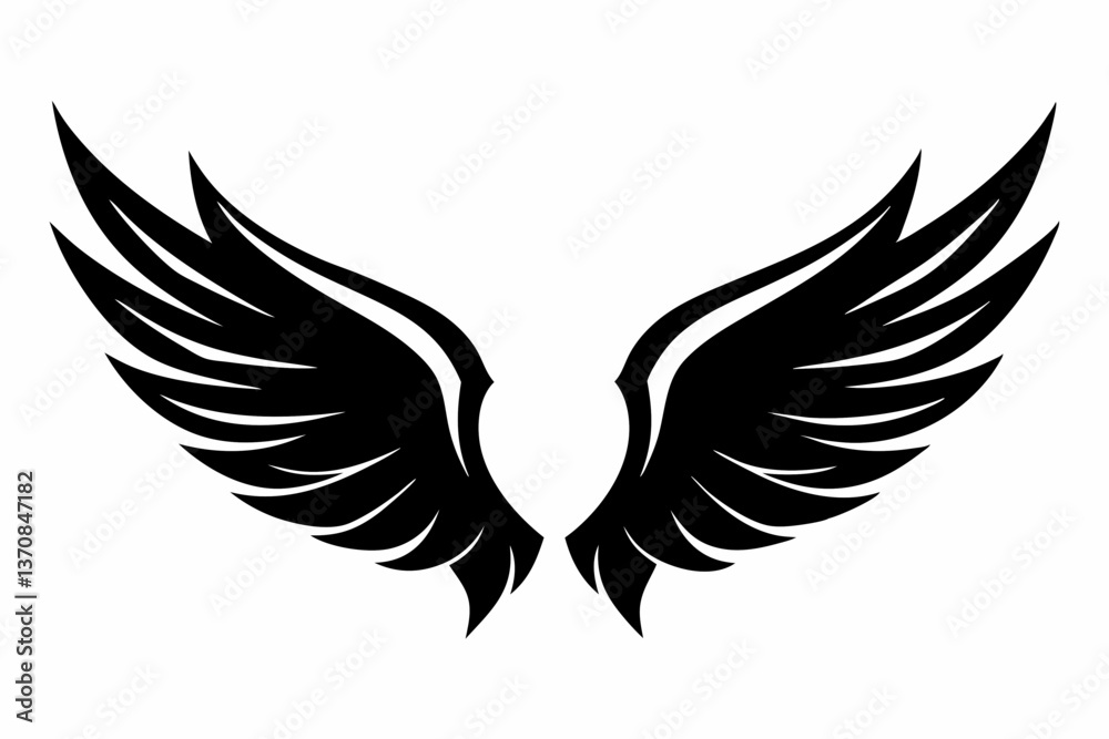 Obraz premium wings silhouette line art vector illustration