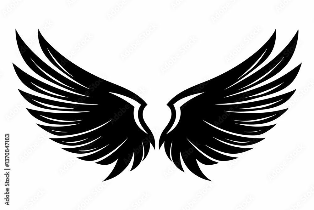 wings silhouette line art vector illustration wings silhouette line art vector illustration