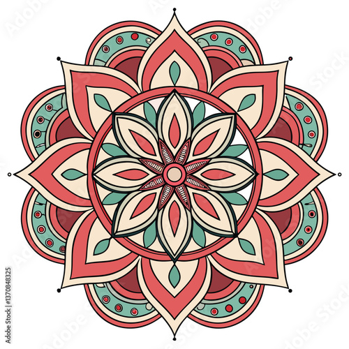 Intricate Mandala Design in Purples, Golds, and Teal, ai generated