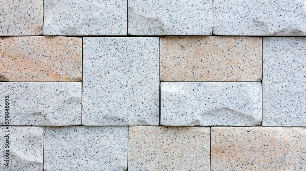 Fototapeta premium Beige And White Stone Tiles Wall Pattern