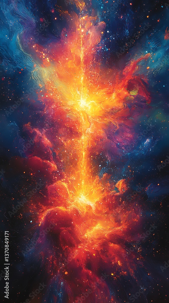 Naklejka premium Colorful supernova explosion in outer space high resolution picture