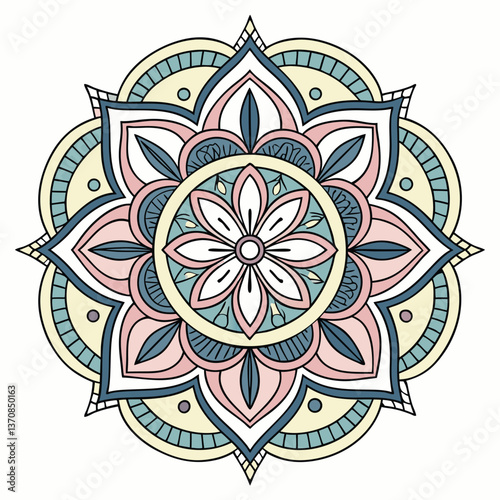 Intricate Mandala Design in Purples, Golds, and Teal, ai generated