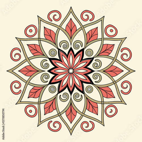 Intricate Mandala Design in Purples, Golds, and Teal, ai generated