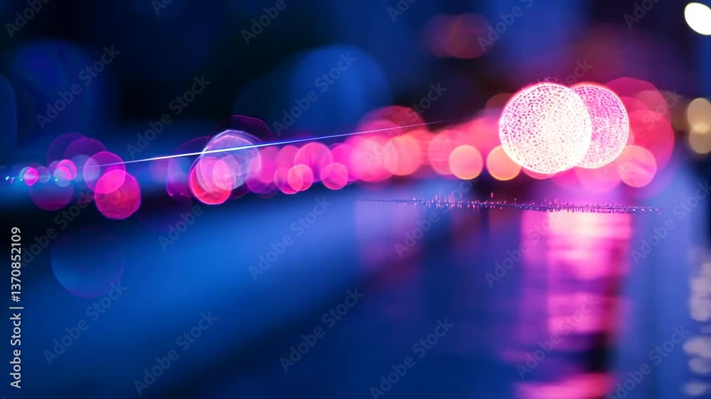 Abstrakte Lichtkunst in dunklem Blau
