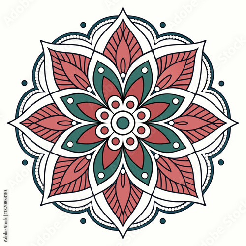 Intricate Mandala Design in Purples, Golds, and Teal, ai generated