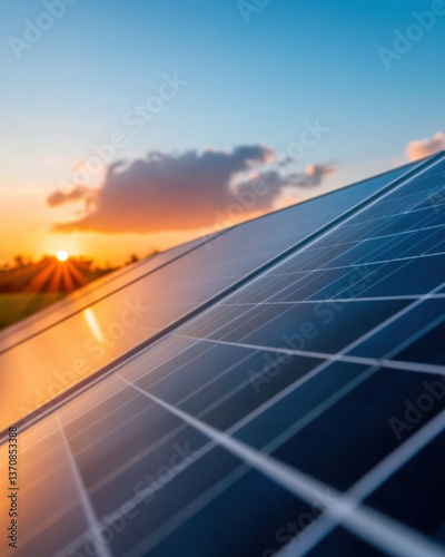 Wallpaper Mural Luminous Green Tech Cinematic Solar Panel Innovation Capturing Sustainable Energy Transition with Dramatic Sunset Reflection and Advanced Photovoltaic Design Torontodigital.ca