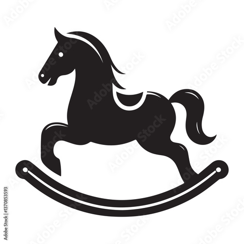 Silhouette rocking horse vector illustration childhood toy for kids