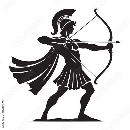 Archer Silhouette Drawing Vector Illustration Aspiration And Strong Person Image