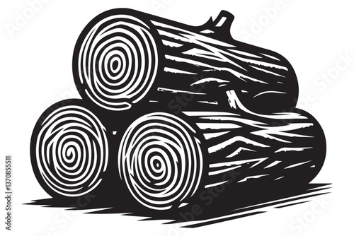 Pile of Logs Vector Art for Woodworking and Forestry Projects