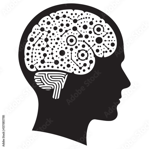 Artificial Intelligence Brain Silhouette Neural Network System for Deep Learning