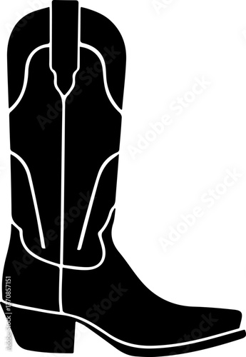 Cowboy boot black silhouette isolated vector illustration