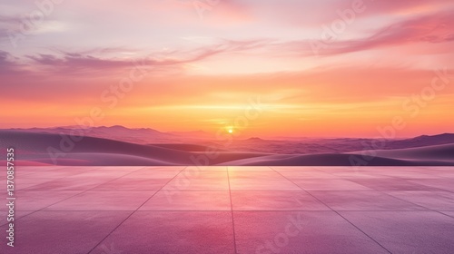 Sunset Panorama: A breathtaking panoramic view of a mesmerizing sunset painting the sky with vibrant hues. A vast landscape of rolling hills.