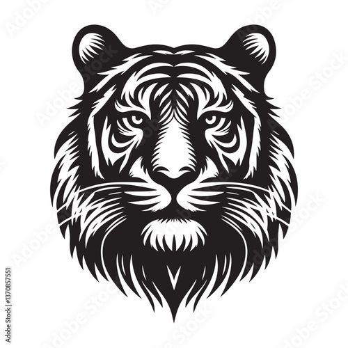Tiger Silhouette Fierce Predator Big Cat Wildlife Animal Clipart Image