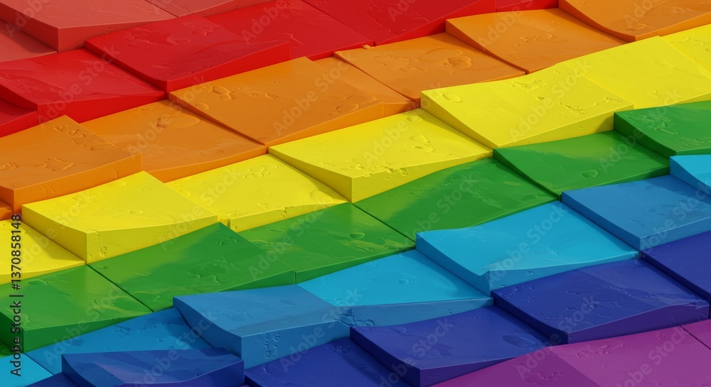 Fototapeta premium Colorful rainbow tiles arranged in vibrant stripes