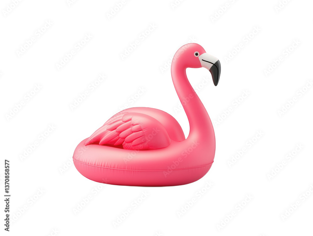 Bright pink inflatable flamingo pool float ready for summer fun, ideal for parties and beach activities with its vibrant color on a clear white background Bright pink inflatable flamingo pool float ready for summer fun, ideal for parties and beach activities with its vibrant color on a clear white background