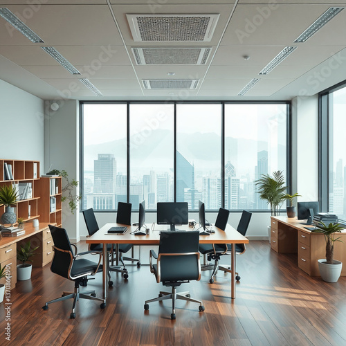 modern office interior with desk