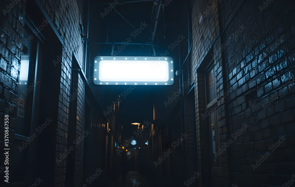 Fototapeta premium Blank Neon Sign on Dark Brick Background