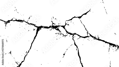 Grungy, grunge effect, grunge texture, dry land crack effect, Vector surface cracks and fissures in ground. and surface and scratches Transparent background.