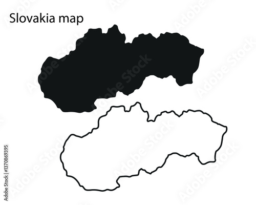 Slovakia map vector illustration, Slovakia map silhouette, Slovakia country Landscape, Black and white Slovakia map
