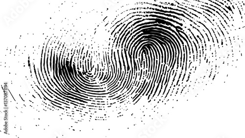 Vector black fingerprint on white Transparent background. Detailed fingerprint on grunge background symbolizing identity verification	
