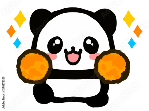 応援するかわいいパンダの落書き風イラスト素材2