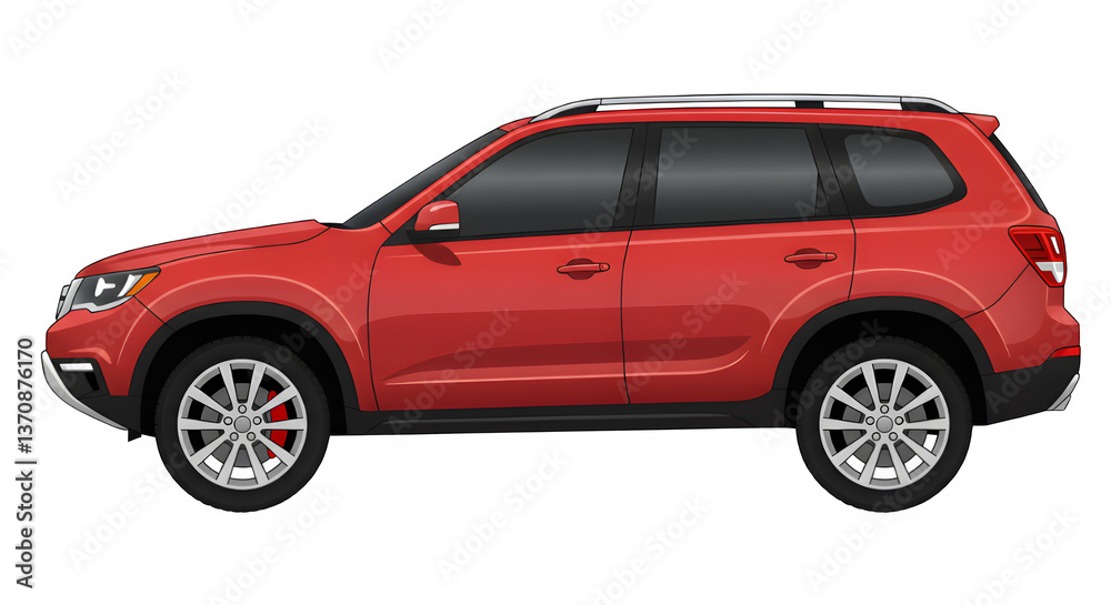 A vector illustration of a modern red car SUV. isolated on white or transparent background. A vector illustration of a modern red car SUV. isolated on white or transparent background.