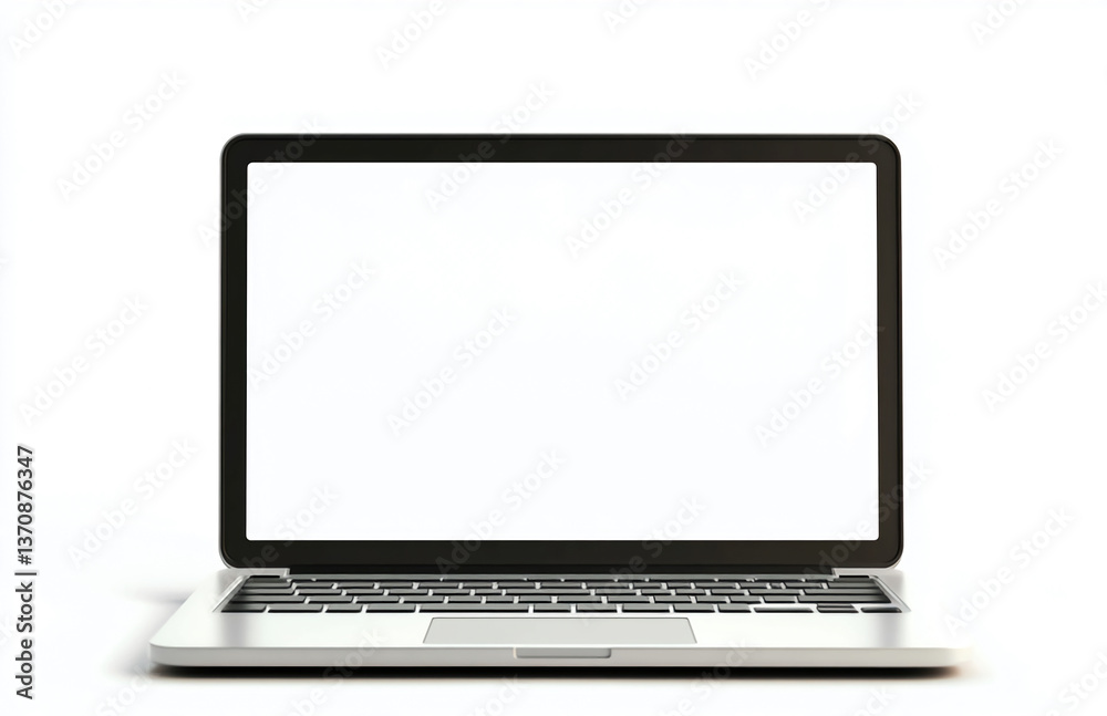 Laptop mockup with blank white screen for website design and presentation template on white background Laptop mockup with blank white screen for website design and presentation template on white background