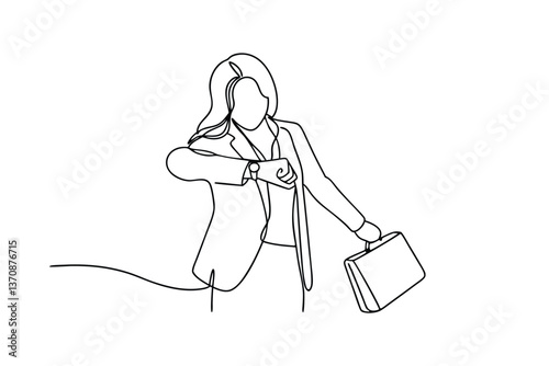 Businesswoman Checking Watch, Late for Meeting, Briefcase, Hurry, Professional