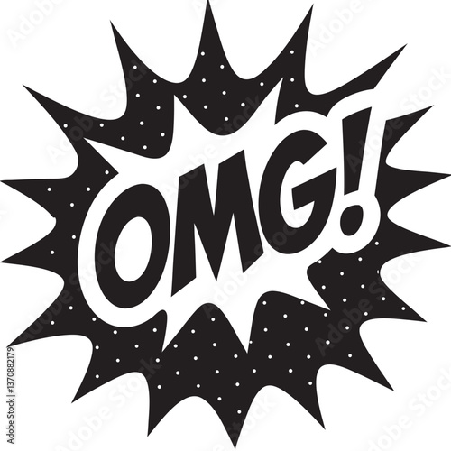 OMG! comic text lettering bright cartoon retro pop art 