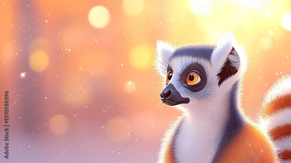 Fototapeta premium Lemur in Winter Sun