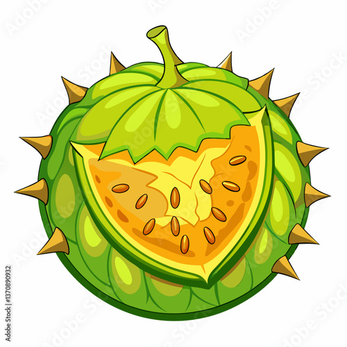 Horned melon Fruits vector art illustration 