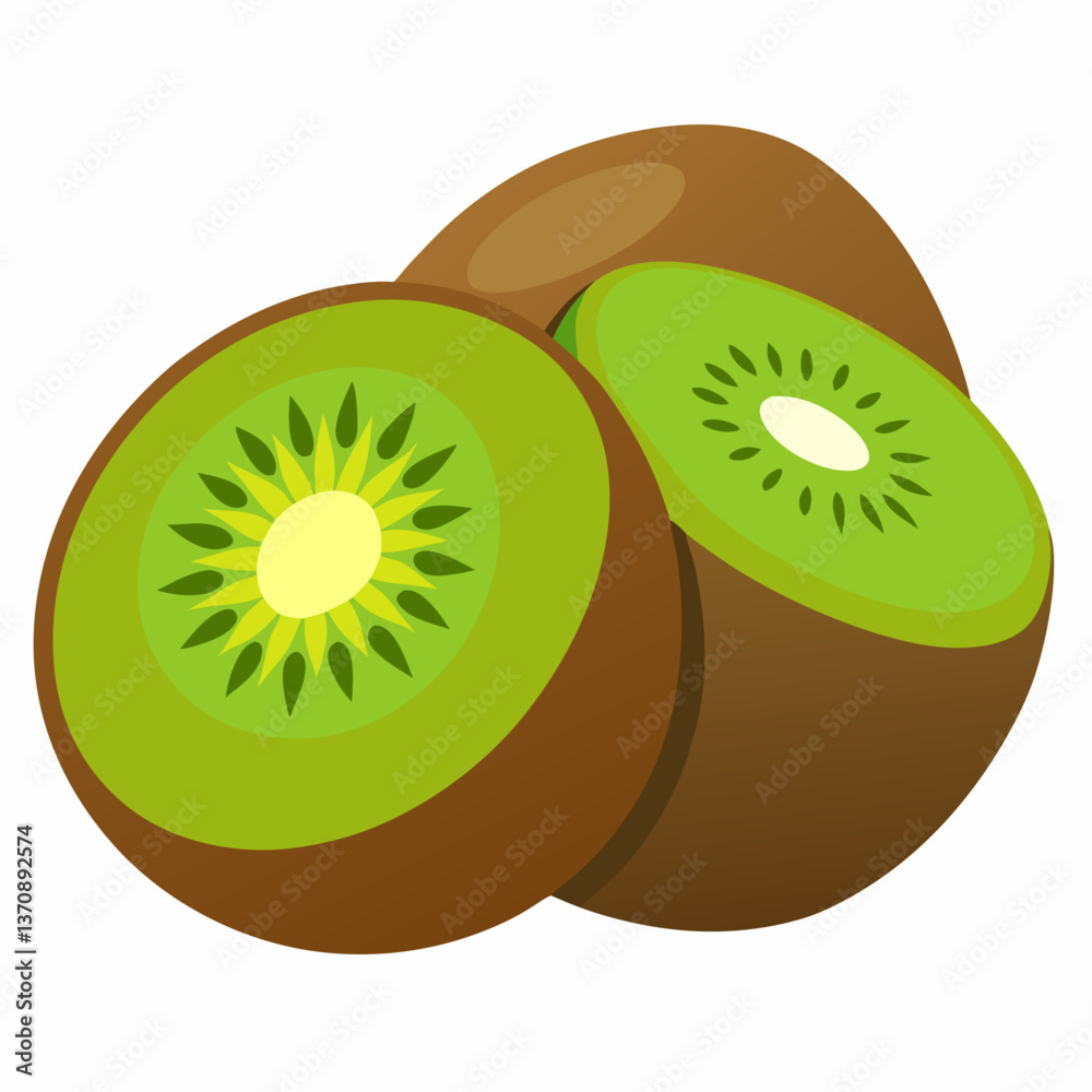 Obraz premium Kiwi Fruits vector art illustration
