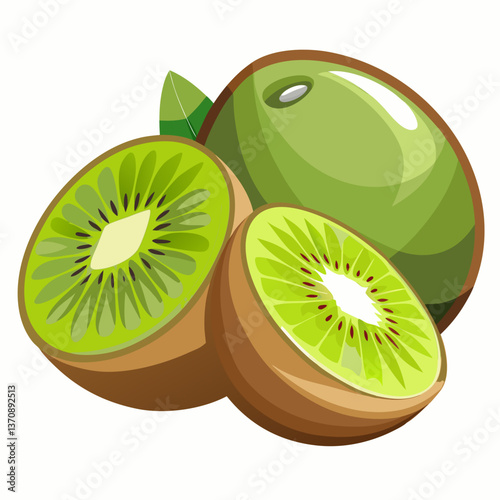 Kiwi Fruits vector art illustration