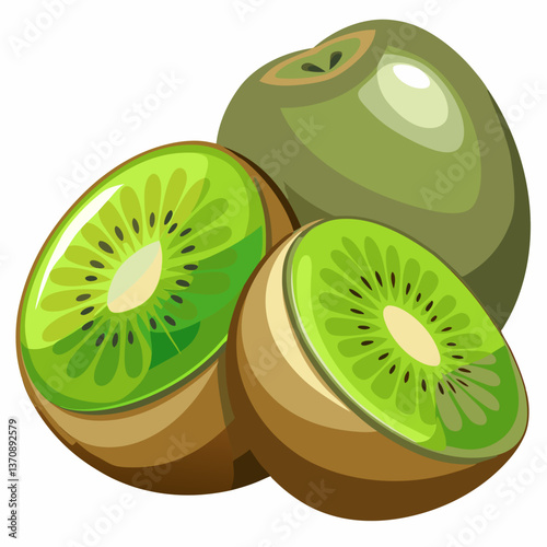 Kiwi Fruits vector art illustration