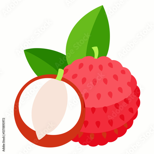 Lychee Fruits vector art illustration