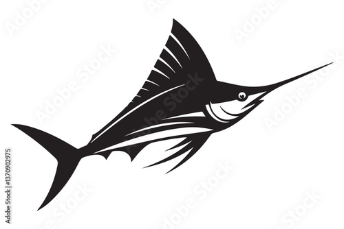 Majestic Marlin Silhouette Vector Illustration for Fishing Enthusiasts and Designers