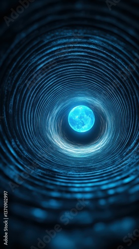 Wallpaper Mural A mesmerizing view of the moon shining vividly through a textured tunnel during a clear night Torontodigital.ca