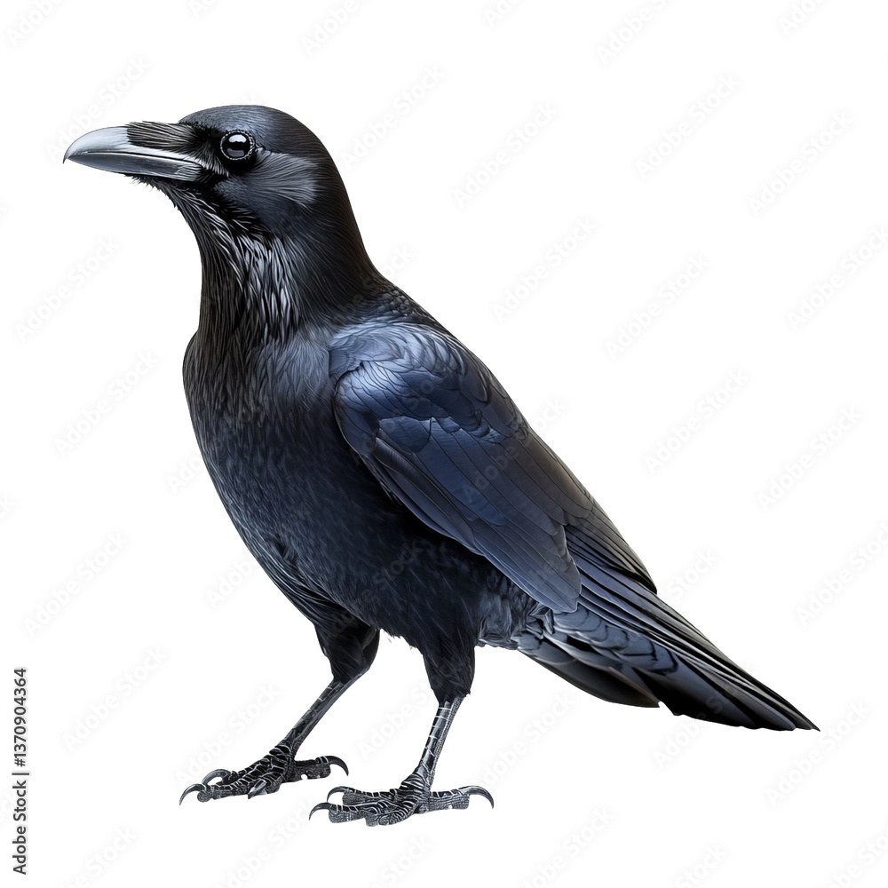 Fototapeta premium Black Raven Isolated on Transparent Background for Design Use