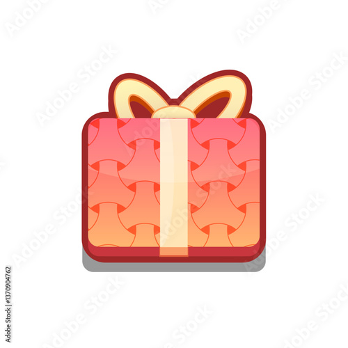 A vibrant, cartoon-style gift box icon with ribbon. Perfect for games, apps, loot crates, rewards, or in-game purchases. Enhance your UI with this eye-catching present icon