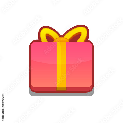 A vibrant, cartoon-style gift box icon with ribbon. Perfect for games, apps, loot crates, rewards, or in-game purchases. Enhance your UI with this eye-catching present icon