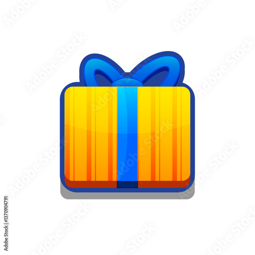 A vibrant, cartoon-style gift box icon with ribbon. Perfect for games, apps, loot crates, rewards, or in-game purchases. Enhance your UI with this eye-catching present icon