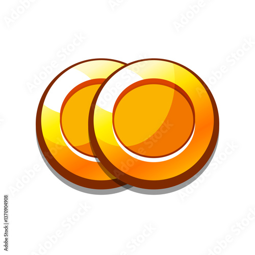 Icon gold coins casual, cartoon-style. Perfect for games, apps, loot crates, rewards, or in-game purchases.
