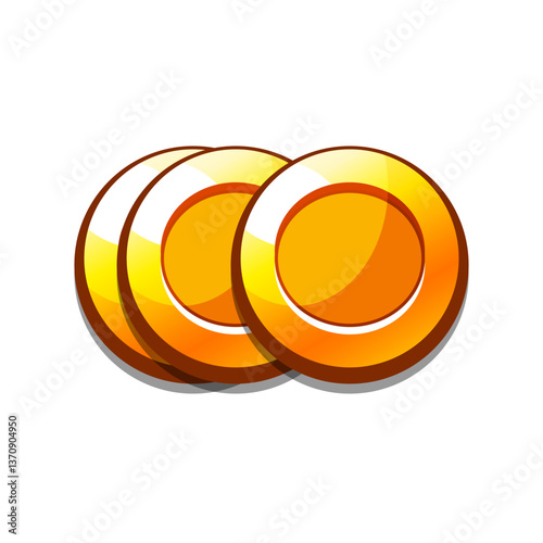 Icon gold coins casual, cartoon-style. Perfect for games, apps, loot crates, rewards, or in-game purchases.