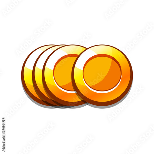 Icon gold coins casual, cartoon-style. Perfect for games, apps, loot crates, rewards, or in-game purchases.